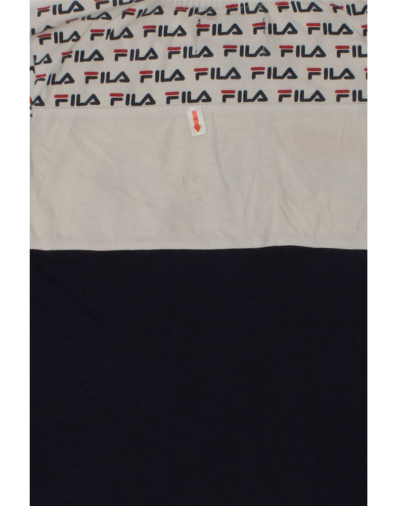 FILA Boys Graphic T-Shirt Top 3-4 Years Navy Blue Colourblock Cotton | Vintage Fila | Thrift | Second-Hand Fila | Used Clothing | Messina Hembry 