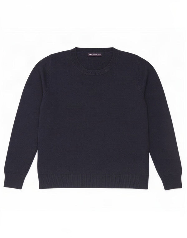 Marks & Spencer Womens Boat Neck Jumper Sweater UK 16 Large Navy Blue