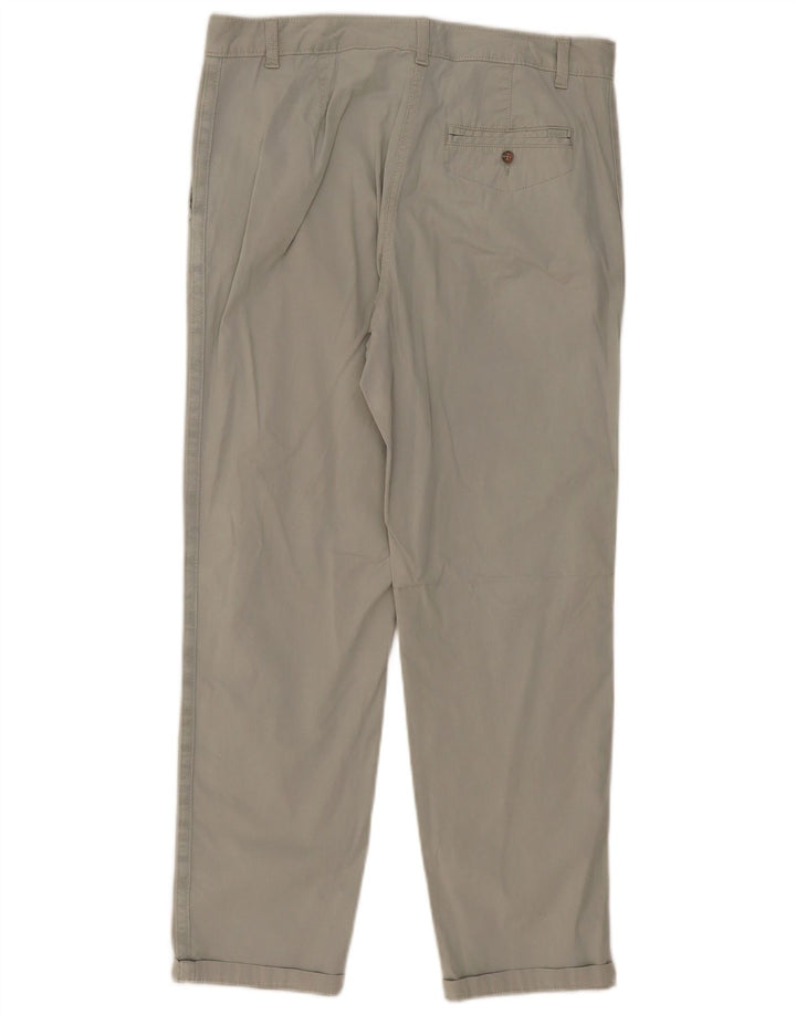 Marks & Spencer Womens Straight Chino Trousers UK 12 Medium W34 L29 Grey