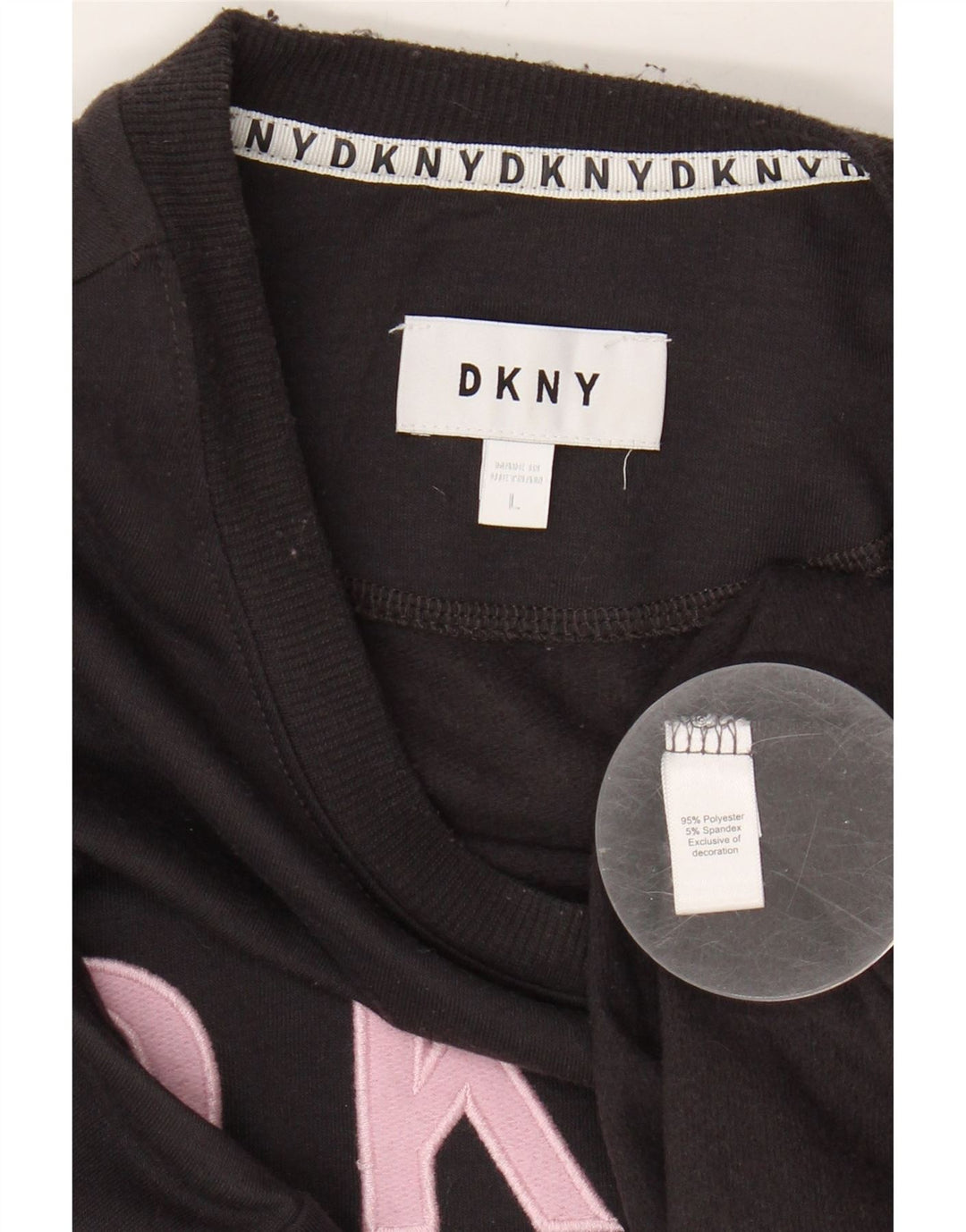 DKNY Womens Oversized Graphic Sweatshirt Jumper UK 16 Large Black Vintage Dkny and Second-Hand Dkny from Messina Hembry 