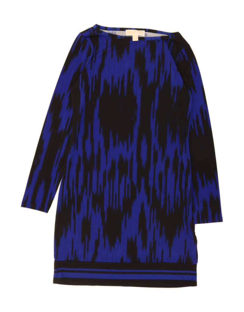 MICHAEL KORS Womens Long Sleeve Shift Dress UK 12 Medium Blue Ikat Vintage Michael Kors and Second-Hand Michael Kors from Messina Hembry 
