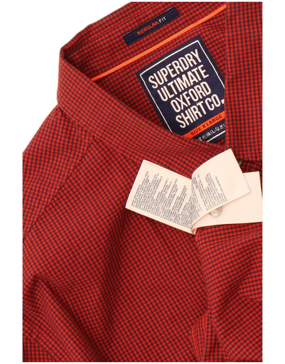 Superdry Mens Regular Fit Shirt XL Red Gingham Cotton