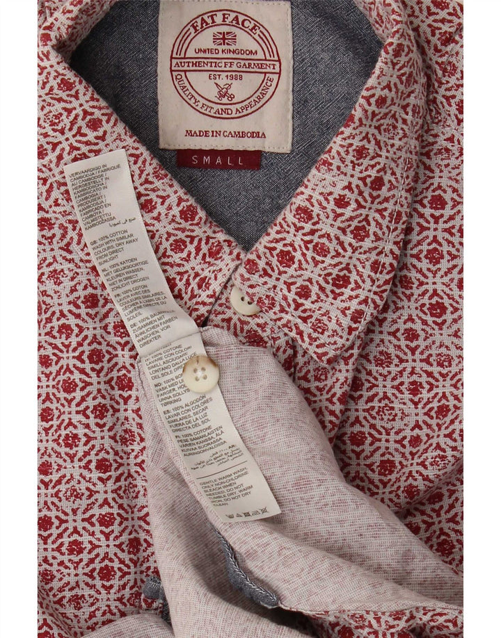 Fat Face Mens Short Sleeve Regular Fit Shirt Small Red Geometric Cotton