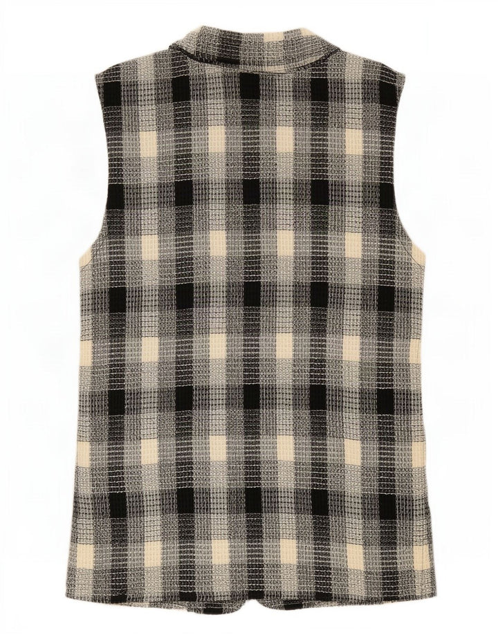 Vintage Womens Sleeveless Cardigan Sweater UK 12 Medium Multicoloured Check