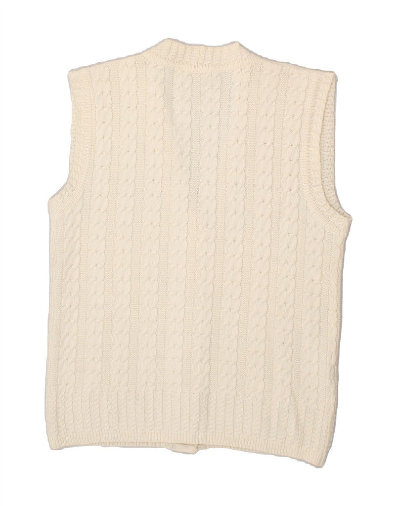 WEGENER Womens Sleeveless Cardigan Sweater UK 16 Large White Merino Wool Vintage Wegener and Second-Hand Wegener from Messina Hembry 