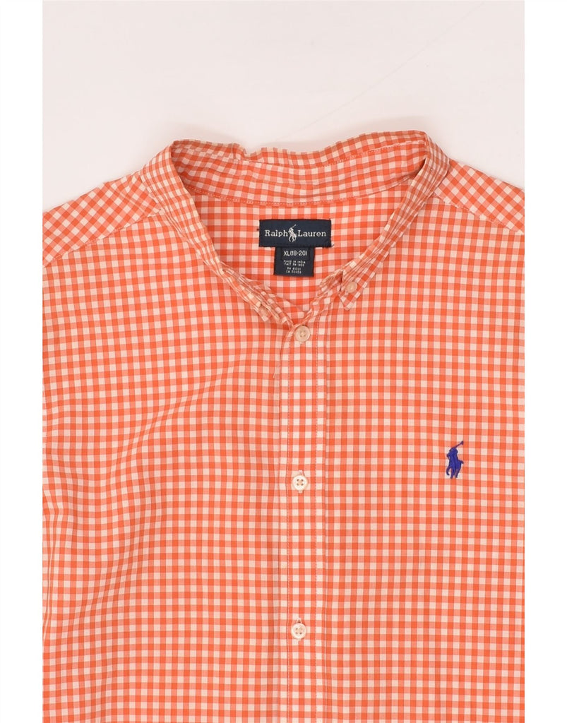 RALPH LAUREN Boys Shirt 15-16 Years XL Orange Gingham | Vintage Ralph Lauren | Thrift | Second-Hand Ralph Lauren | Used Clothing | Messina Hembry 