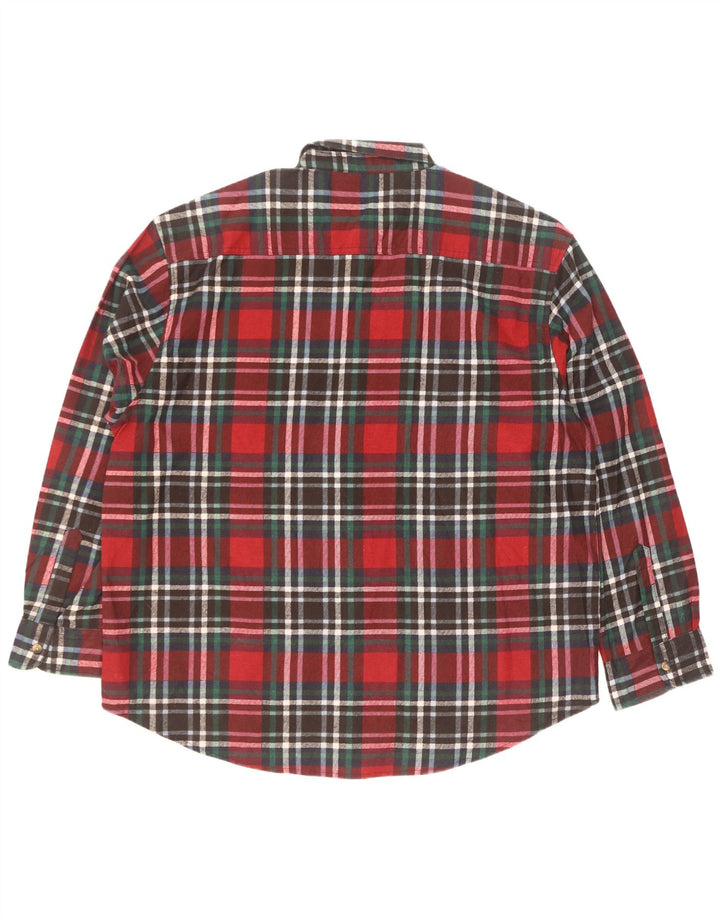 Identic Mens Flannel Shirt Size 43/44 XL Red Check Cotton