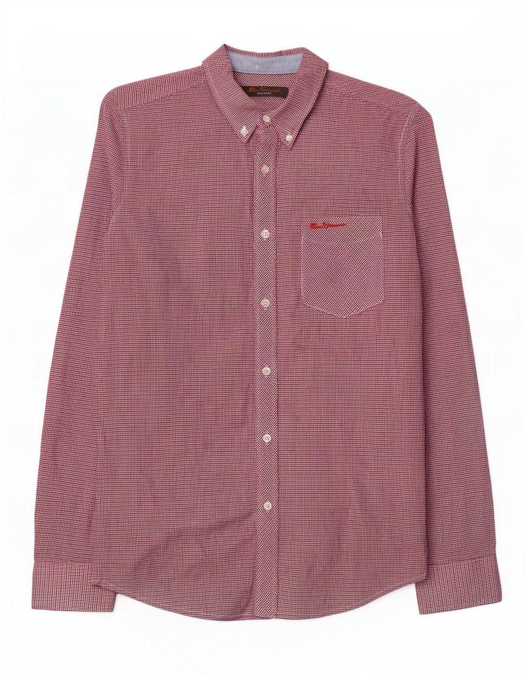 Ben Sherman Mens Shirt Small Red Gingham Cotton
