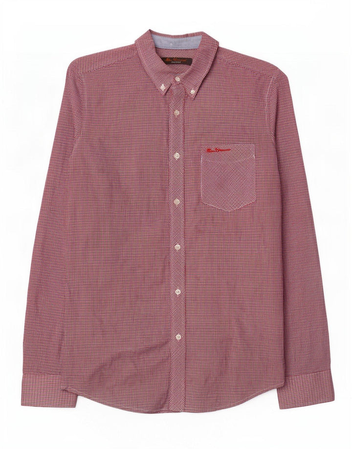 Ben Sherman Mens Shirt Small Red Gingham Cotton
