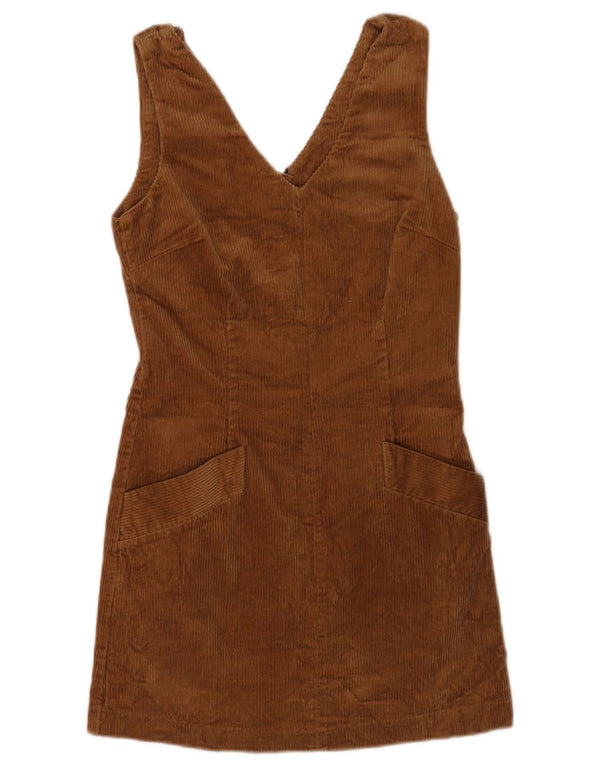 Jack Wills Womens Corduroy Sleeveless Pinafore Dress UK 6 XS Brown Cotton