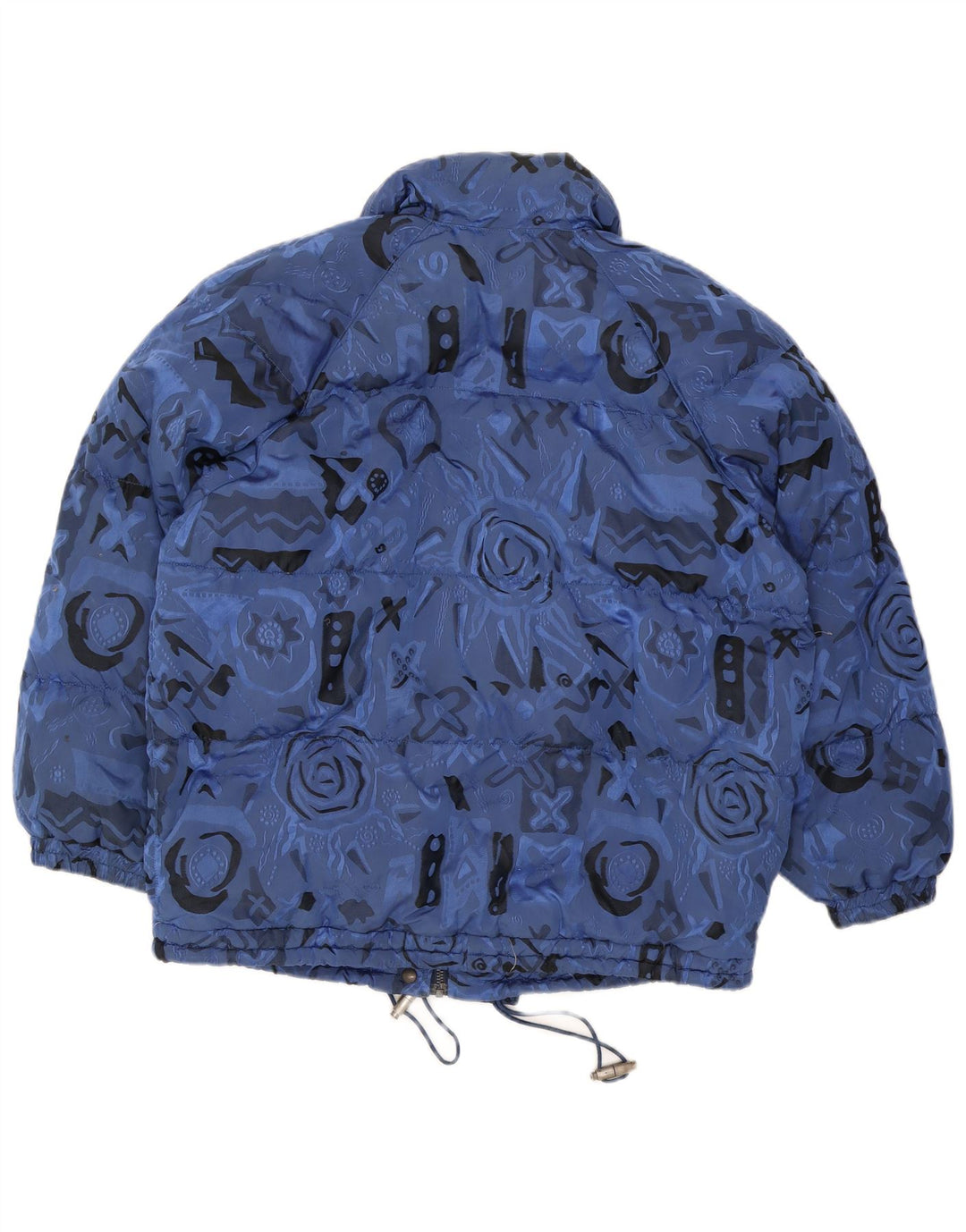 Vintage Womens Padded Oversized Ski Jacket UK 8 Small Blue Geometric