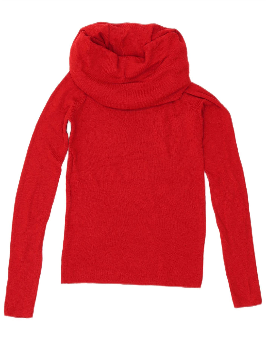 ZARA Womens Crop Roll Neck Jumper Sweater UK 12 Medium Red