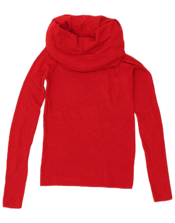ZARA Womens Crop Roll Neck Jumper Sweater UK 12 Medium Red