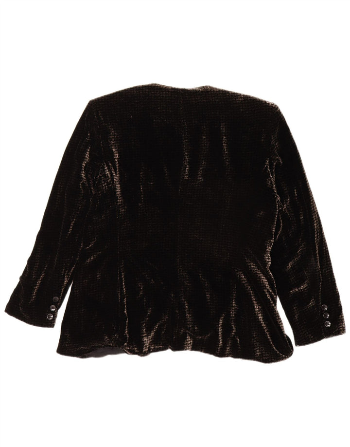 Jones New York Womens 2 Button Velour Blazer Jacket UK 16 Large Black Rayon
