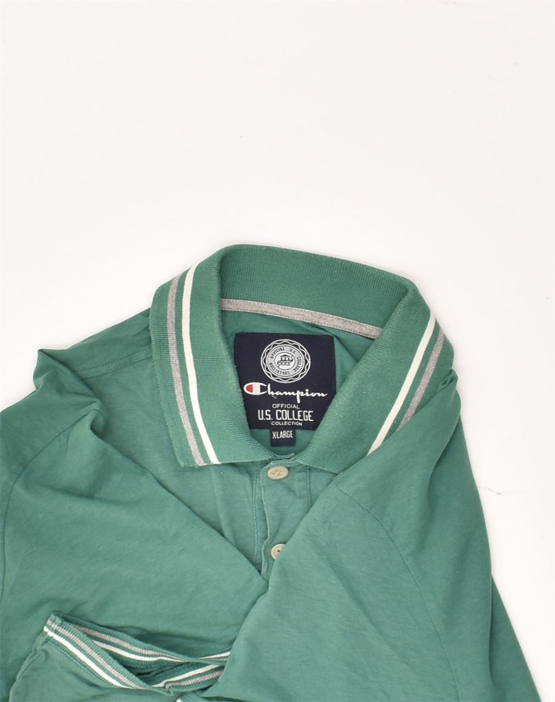 CHAMPION Mens Polo Shirt XL Green Cotton | Vintage Champion | Thrift | Second-Hand Champion | Used Clothing | Messina Hembry 