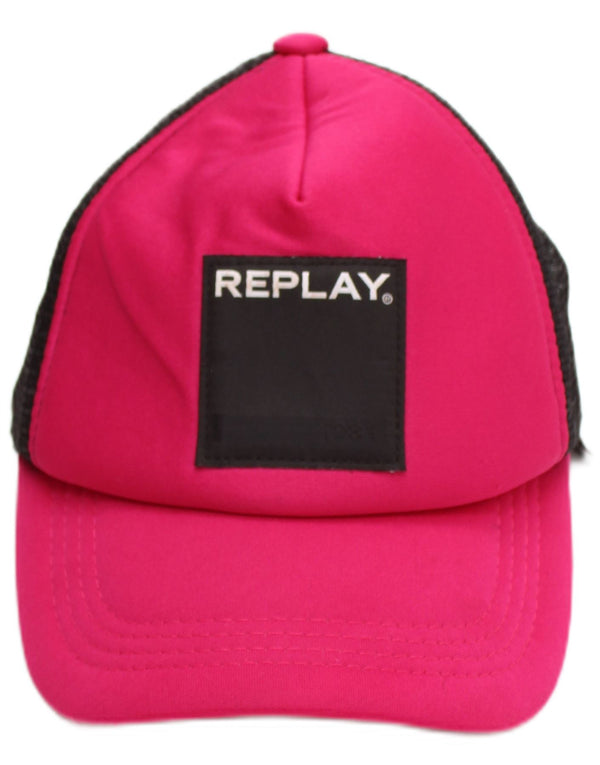 Replay Womens Graphic Trucker Cap One Size Pink Colourblock Polyester