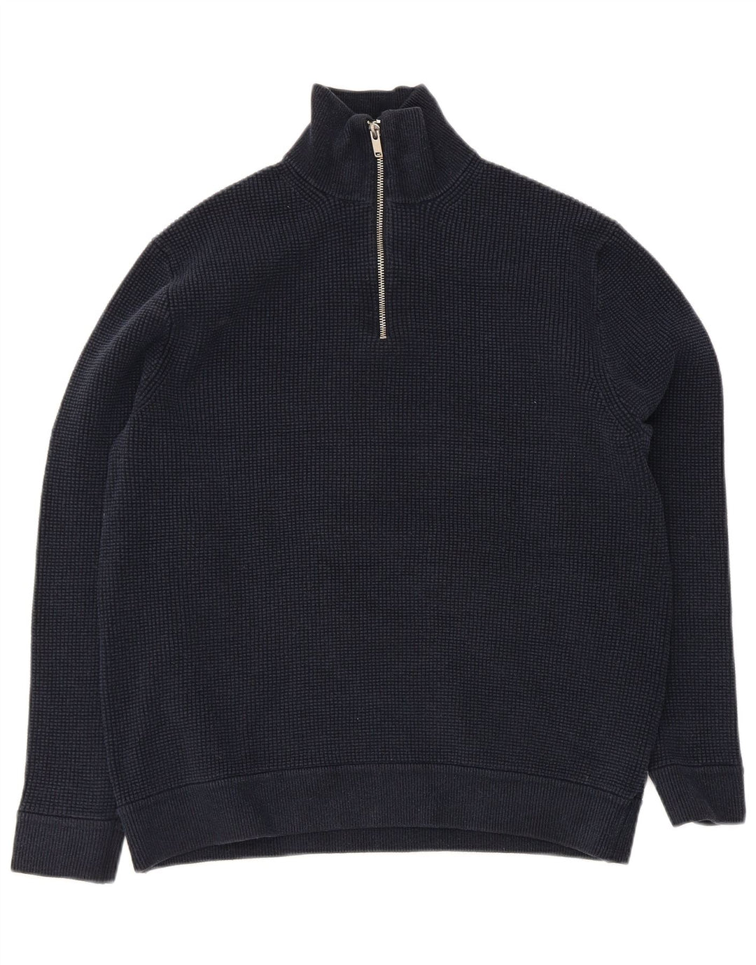 Marks & Spencer Mens Zip Neck Jumper Sweater XL Navy Blue Polyester