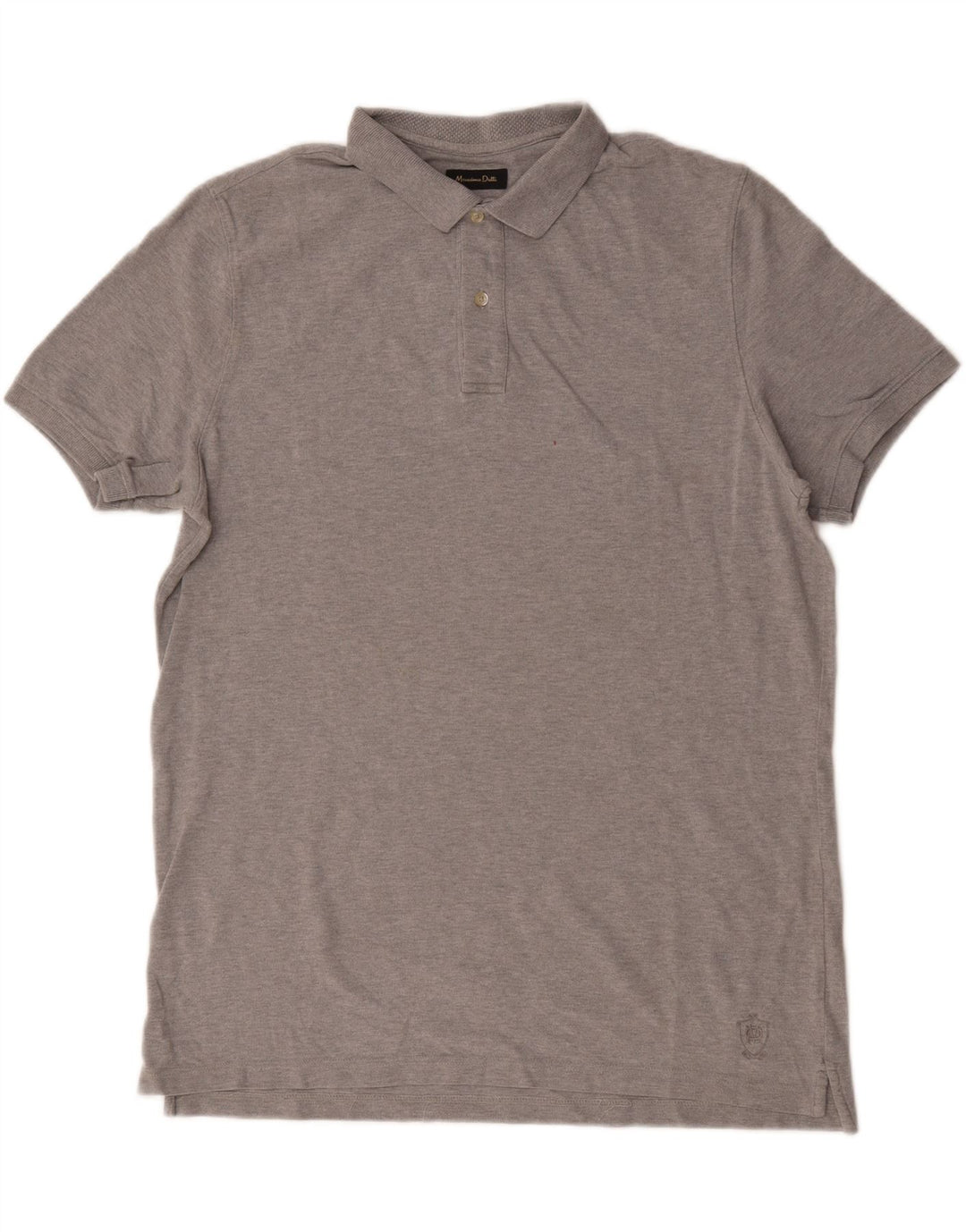 Massimo Dutti Mens Polo Shirt Large Grey Flecked Cotton
