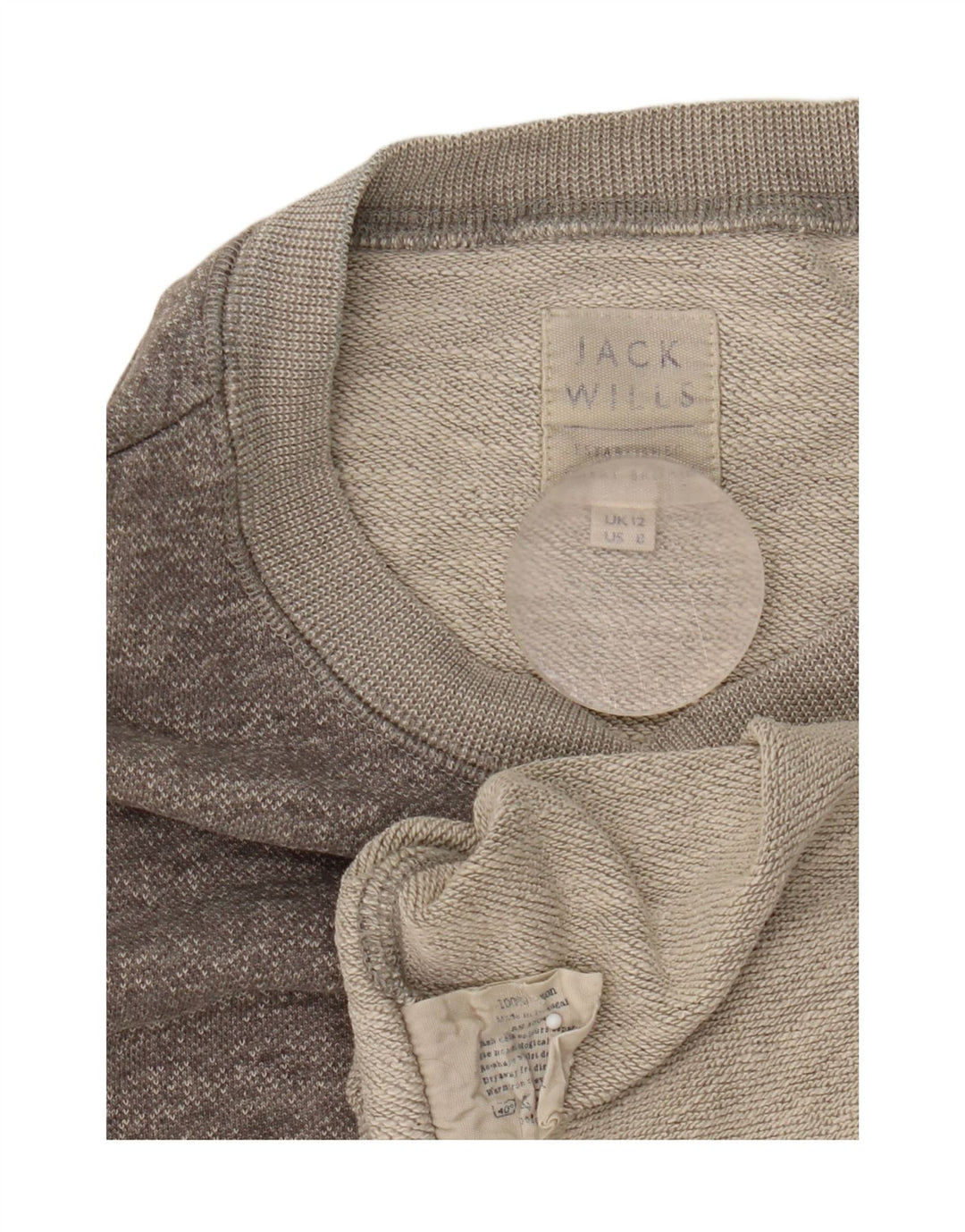 Jack Wills Womens Sweatshirt Jumper UK 12 Medium Grey Flecked Cotton