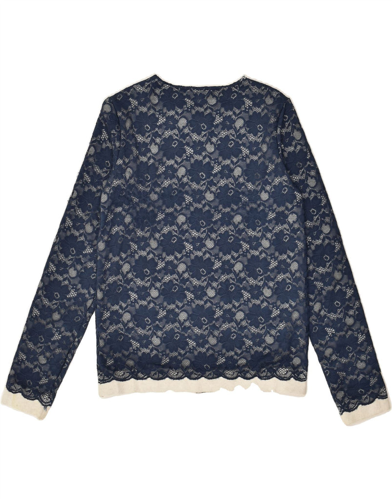 LIU JO Girls Cardigan Sweater 15-16 Years Navy Blue Floral Cotton | Vintage Liu Jo | Thrift | Second-Hand Liu Jo | Used Clothing | Messina Hembry 