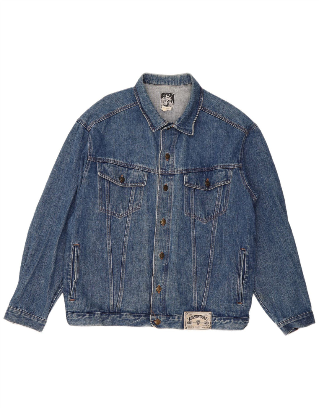 VINTAGE Mens Denim Jacket UK 42 XL Blue Cotton