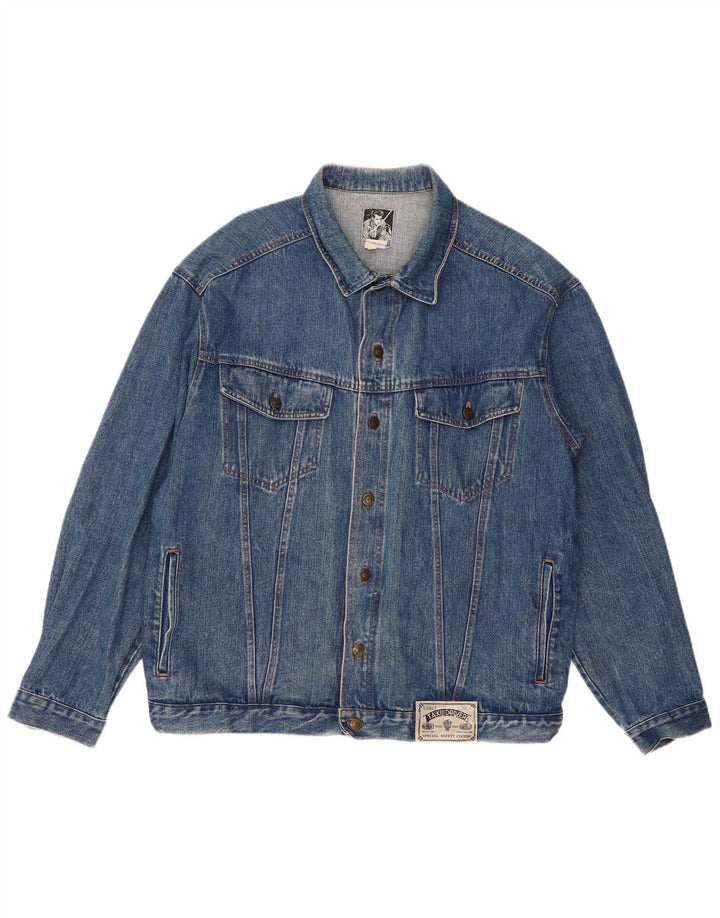 VINTAGE Mens Denim Jacket UK 42 XL Blue Cotton
