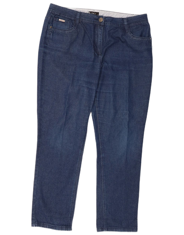 M&Co Womens High Waist Tapered Jeans UK 18 XL W38 L30 Blue Cotton
