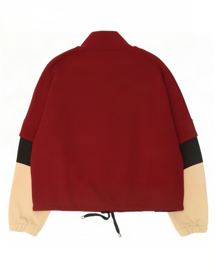 Zara Womens Zip Neck Pullover Tracksuit Top UK 14 Medium Burgundy