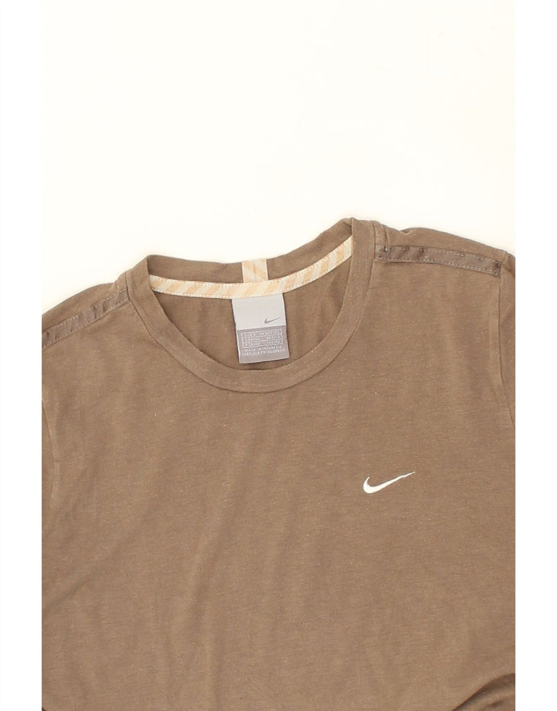 NIKE Womens Top Long Sleeve UK 8/10 Small Brown Cotton | Vintage Nike | Thrift | Second-Hand Nike | Used Clothing | Messina Hembry 