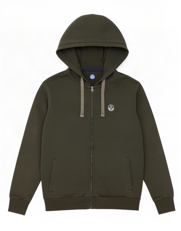 North Sails Mens Zip Hoodie Sweater Large Khaki Cotton