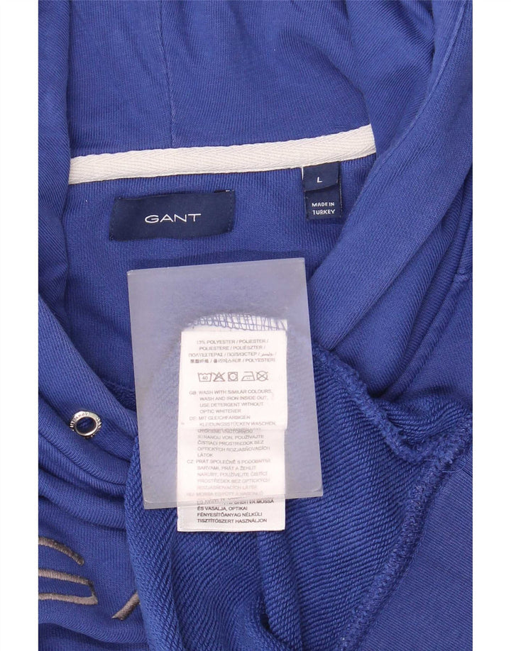 Gant Mens Graphic Hoodie Jumper Large Blue Cotton