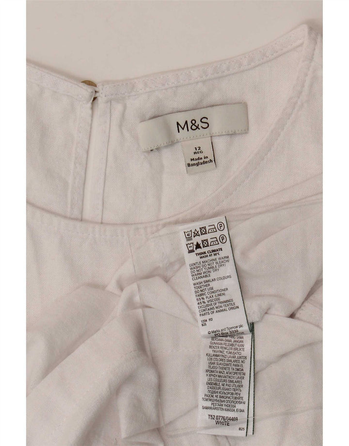 Marks & Spencer Womens Sleeveless Basic Dress UK 12 Medium White Linen
