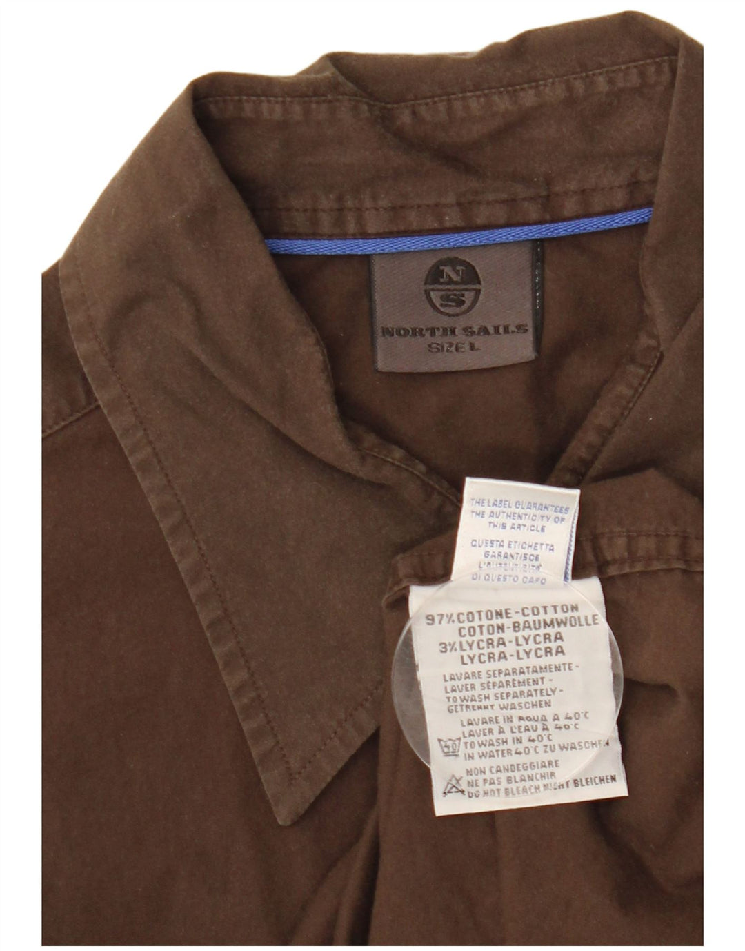 NORTH SAILS Mens Shirt Large Brown Cotton