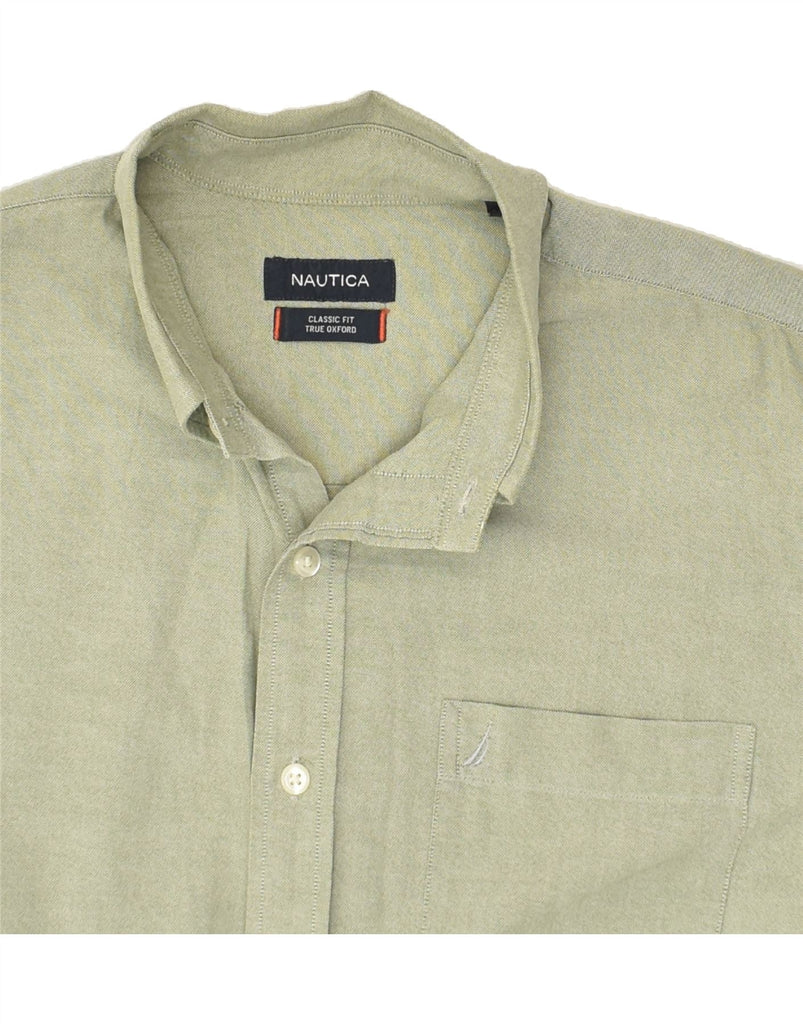 NAUTICA Mens Oxford Classic Fit Shirt Size 16 Large Green Cotton | Vintage Nautica | Thrift | Second-Hand Nautica | Used Clothing | Messina Hembry 