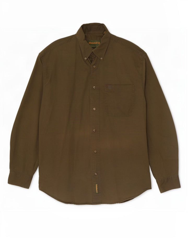 Timberland Mens Shirt Medium Khaki Cotton