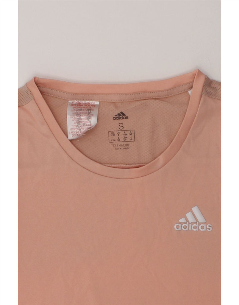 ADIDAS Girls Climacool T-Shirt Top 9-10 Years Small  Beige Polyester | Vintage Adidas | Thrift | Second-Hand Adidas | Used Clothing | Messina Hembry 