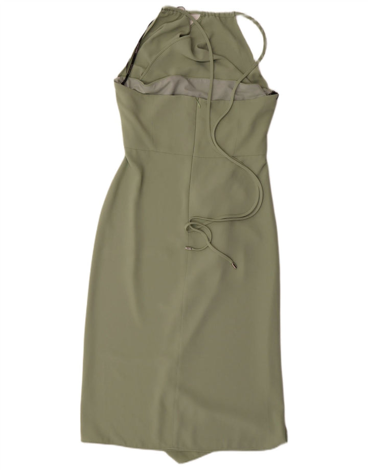 KAREN MILLEN Womens Halter Dress UK 14 Large Green Polyester