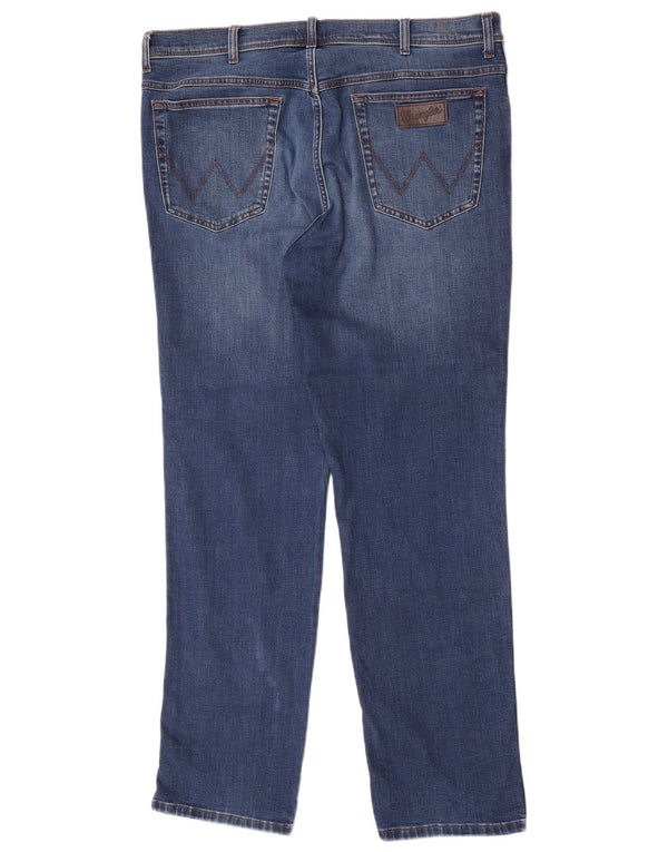 Wrangler Mens Texas Straight Jeans W42 L34 Navy Blue Cotton