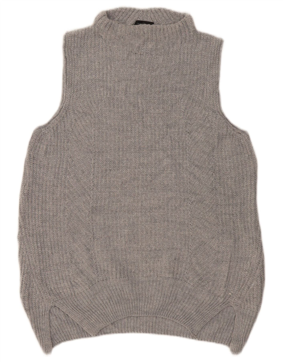 Topshop Womens Oversized Vest Tank Top UK 10 Small Grey Acrylic