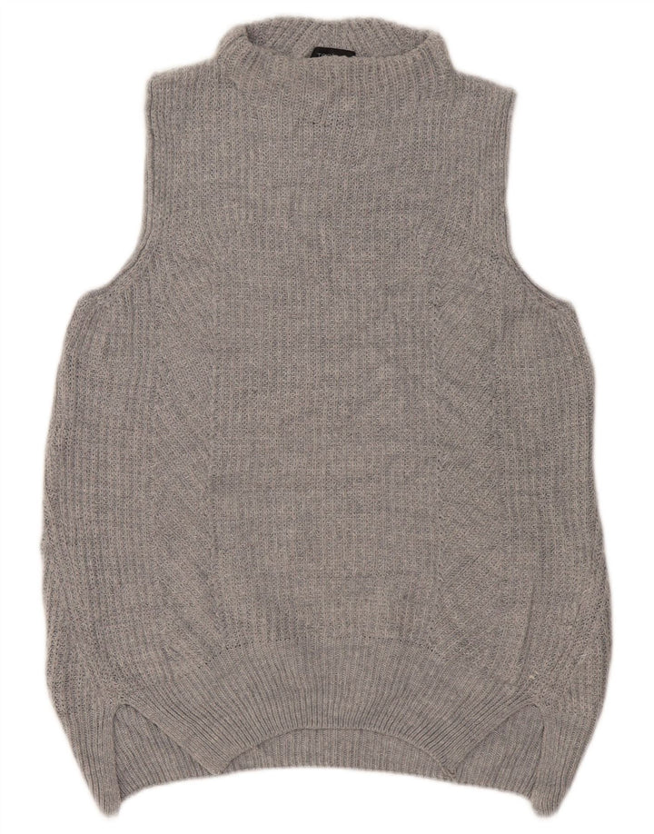 Topshop Womens Oversized Vest Tank Top UK 10 Small Grey Acrylic