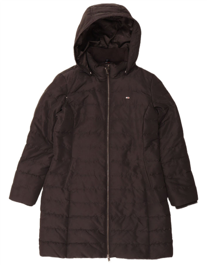 Tommy Hilfiger Womens Hooded Padded Coat UK 18 XL Black Polyester