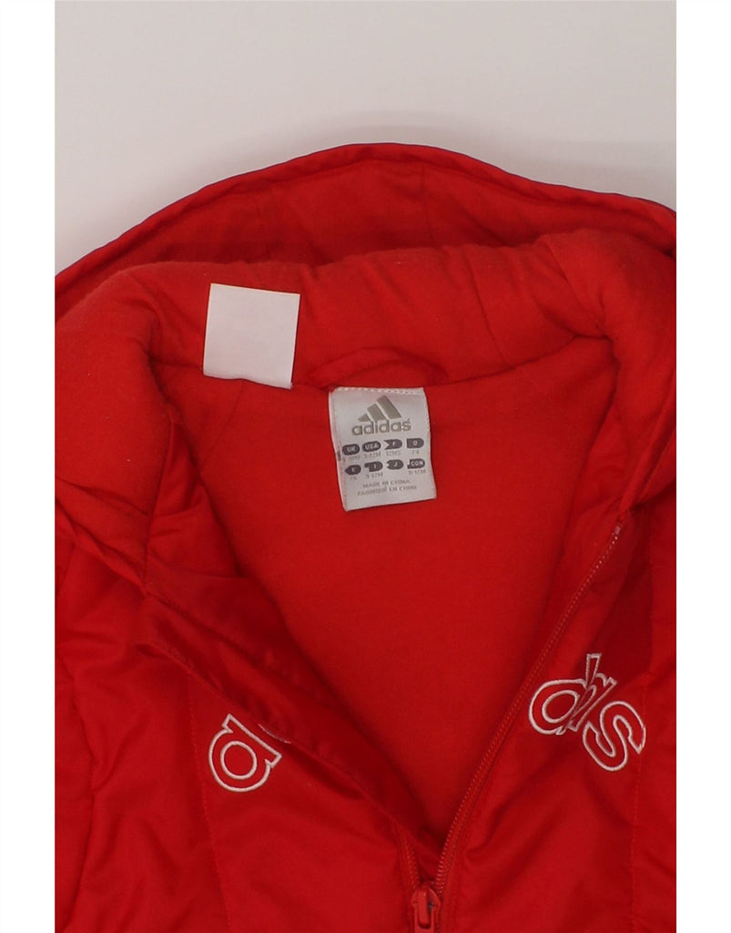 ADIDAS Baby Boys Graphic Hooded Padded Jacket 9-12 Months Red Nylon | Vintage Adidas | Thrift | Second-Hand Adidas | Used Clothing | Messina Hembry 