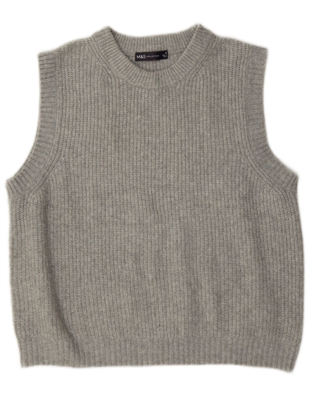 Marks & Spencer Womens Vest Tank Top UK 14 Medium Grey Polyester