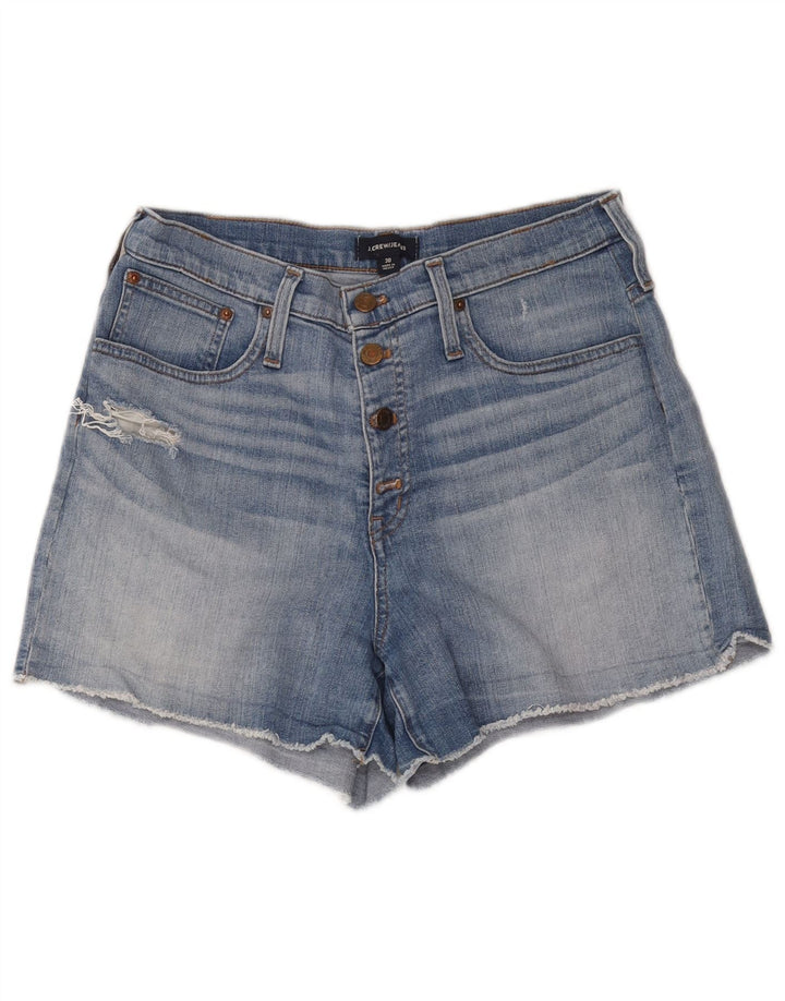 J. Crew Womens High Waist Distressed Denim Shorts W30 Medium Blue Cotton
