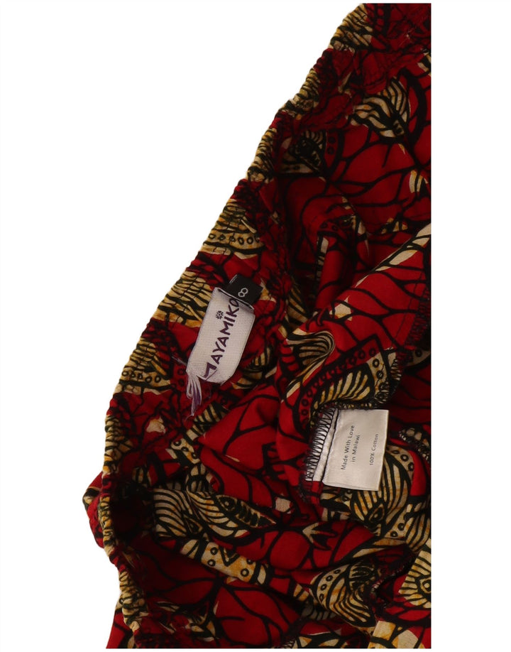 Mayamiko Womens Abstract Pattern Cropped Trousers US 8 Medium W30 L26 Red