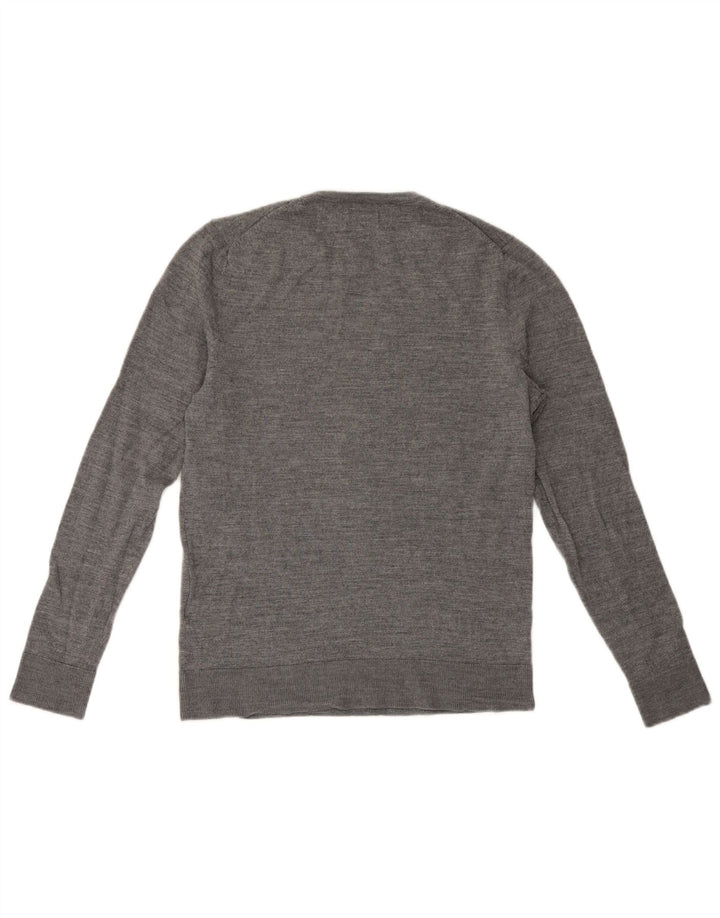 Jack & Jones Mens Crew Neck Jumper Sweater Medium Grey Wool