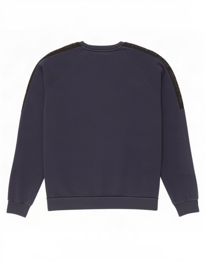 Emporio Armani Mens Graphic Sweatshirt Jumper Medium Navy Blue Colourblock