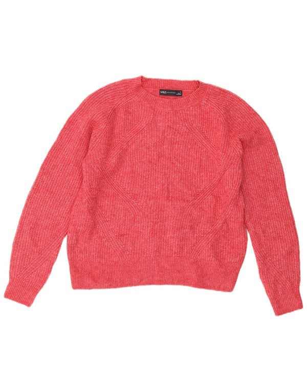 Marks & Spencer Womens Crew Neck Jumper Sweater UK 10 Small Pink Acrylic