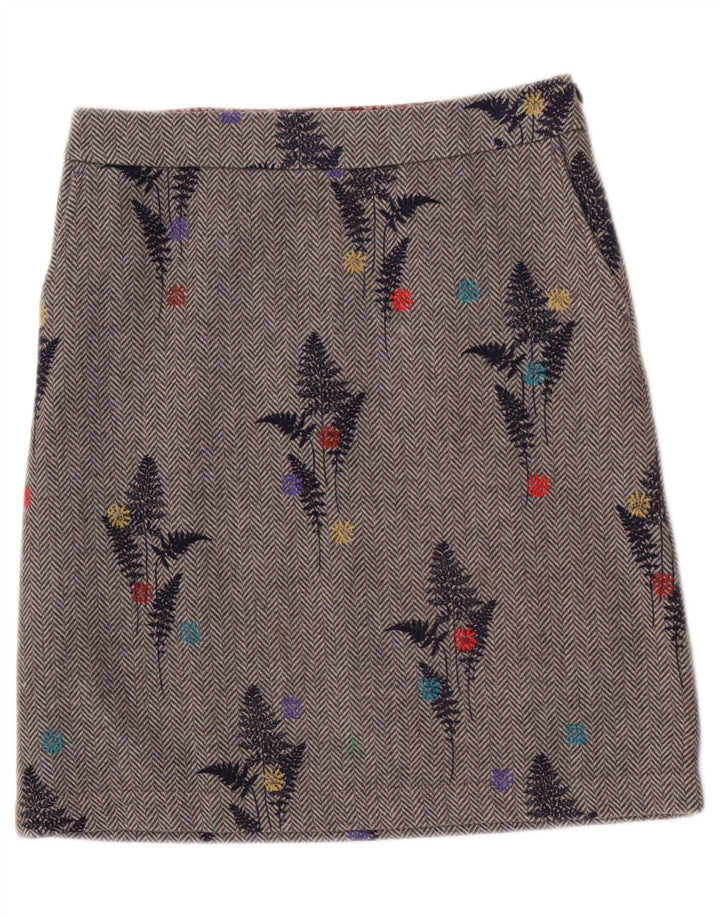 White Stuff Womens A-Line Skirt UK 8 Small W30  Grey Floral Polyester