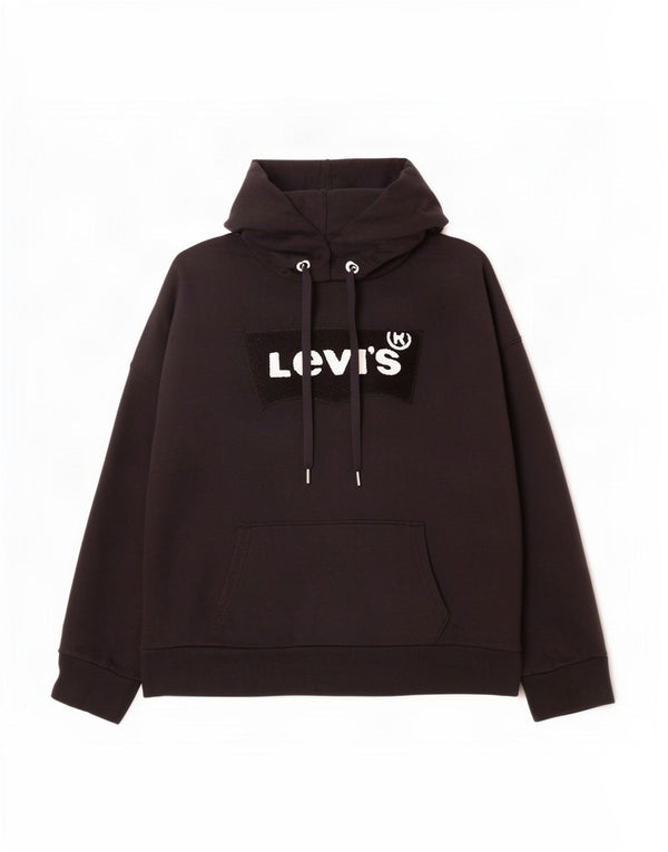 Levi's Mens Graphic Oversized Hoodie Jumper UK 14 Medium Black Cotton
